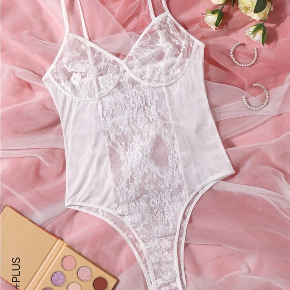 SHEIN lace mesh bodysuit